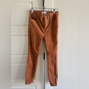 LOFT Warm Orange Corduroy high waist skinny ankle pant petite